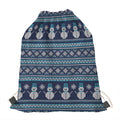 Christmas Snowman Knitted Pattern Print Drawstring Bag