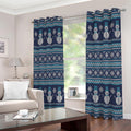 Christmas Snowman Knitted Pattern Print Extra Wide Grommet Curtains