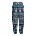 Christmas Snowman Knitted Pattern Print Fleece Lined Knit Pants