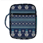 Christmas Snowman Knitted Pattern Print Front Pocket Bible Bag