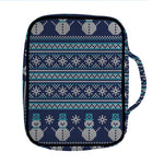 Christmas Snowman Knitted Pattern Print Front Pocket Bible Bag