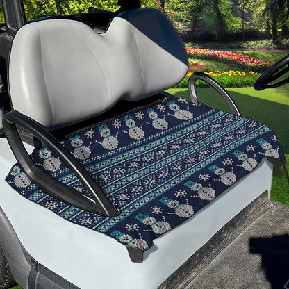 Christmas Snowman Knitted Pattern Print Golf Cart Seat Cover