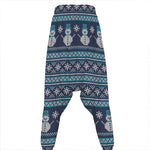 Christmas Snowman Knitted Pattern Print Hammer Pants