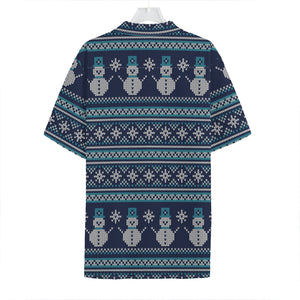 Christmas Snowman Knitted Pattern Print Hawaiian Shirt