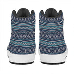 Christmas Snowman Knitted Pattern Print High Top Leather Sneakers