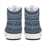 Christmas Snowman Knitted Pattern Print High Top Leather Sneakers