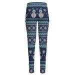 Christmas Snowman Knitted Pattern Print High-Waisted Pocket Leggings