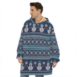 Christmas Snowman Knitted Pattern Print Hoodie Blanket