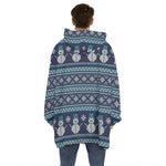 Christmas Snowman Knitted Pattern Print Hoodie Blanket