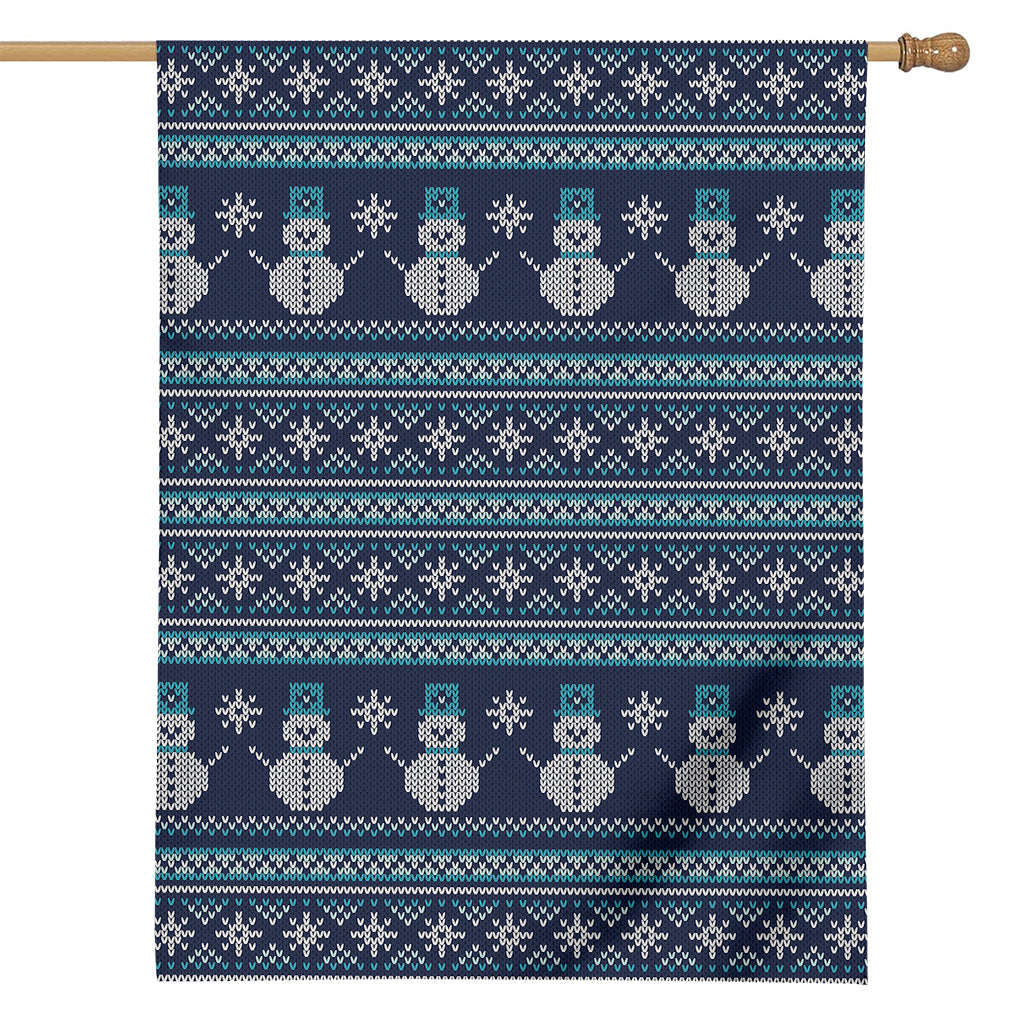 Christmas Snowman Knitted Pattern Print House Flag