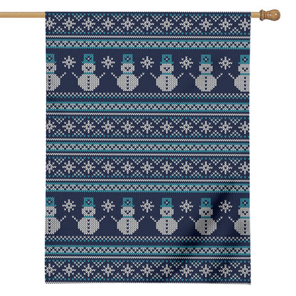 Christmas Snowman Knitted Pattern Print House Flag