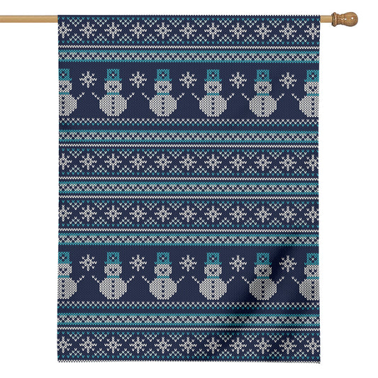 Christmas Snowman Knitted Pattern Print House Flag