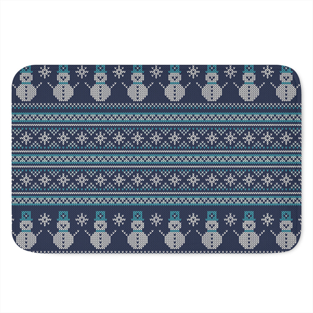 Christmas Snowman Knitted Pattern Print Indoor Door Mat