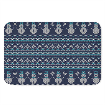 Christmas Snowman Knitted Pattern Print Indoor Door Mat