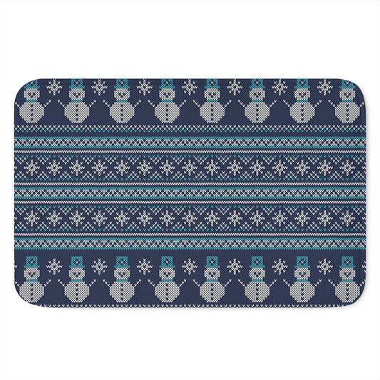 Christmas Snowman Knitted Pattern Print Indoor Door Mat