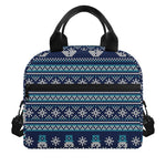 Christmas Snowman Knitted Pattern Print Insulated Lunch Bag