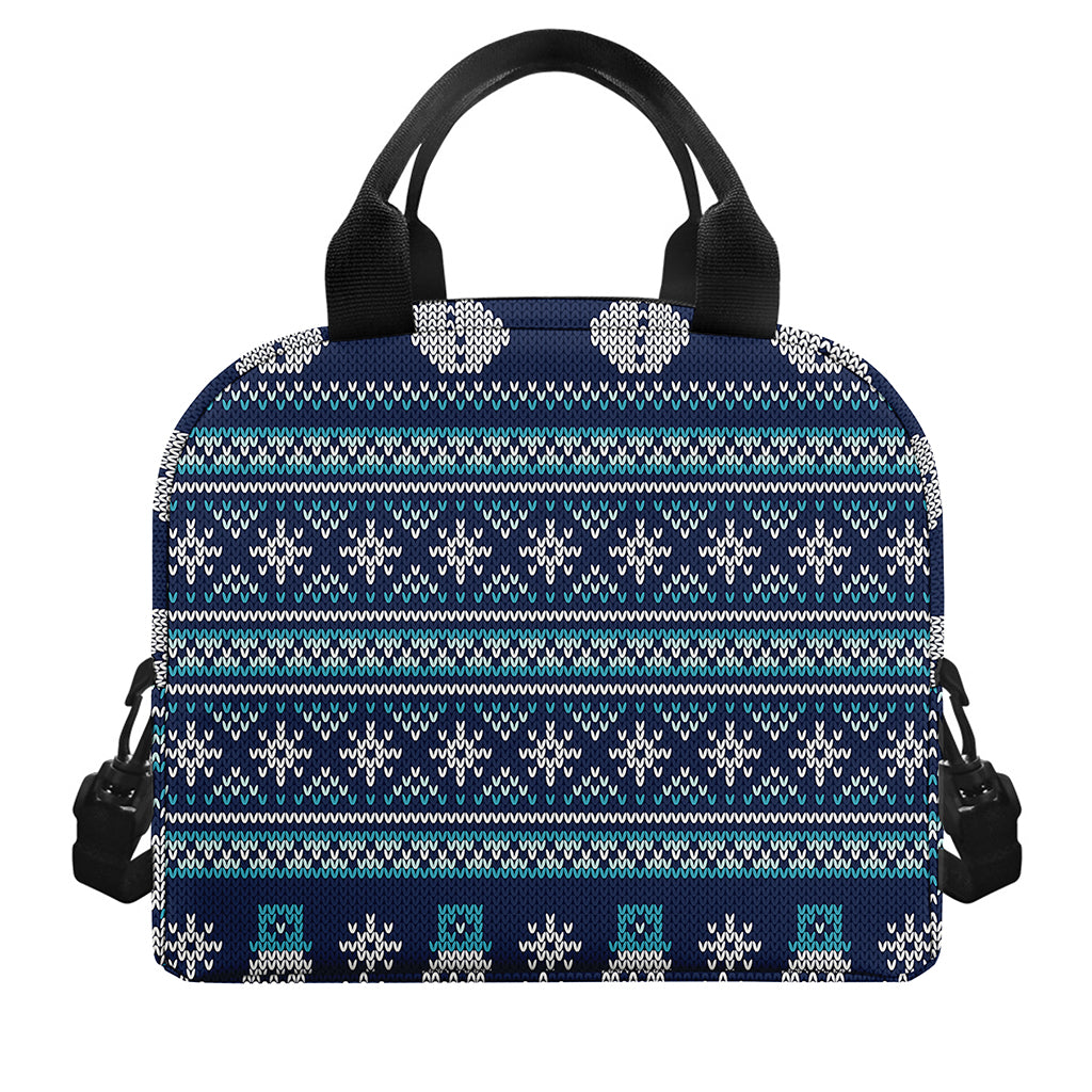 Christmas Snowman Knitted Pattern Print Insulated Lunch Bag