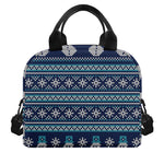 Christmas Snowman Knitted Pattern Print Insulated Lunch Bag