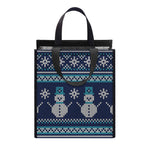 Christmas Snowman Knitted Pattern Print Insulated Lunch Tote
