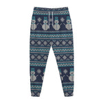 Christmas Snowman Knitted Pattern Print Jogger Pants