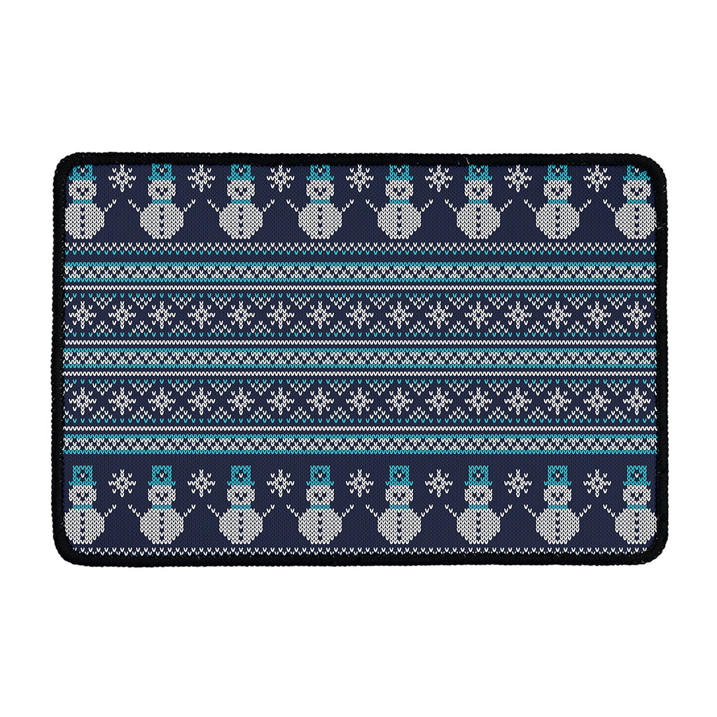 Christmas Snowman Knitted Pattern Print Kitchen Mat
