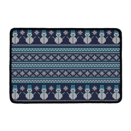 Christmas Snowman Knitted Pattern Print Kitchen Mat