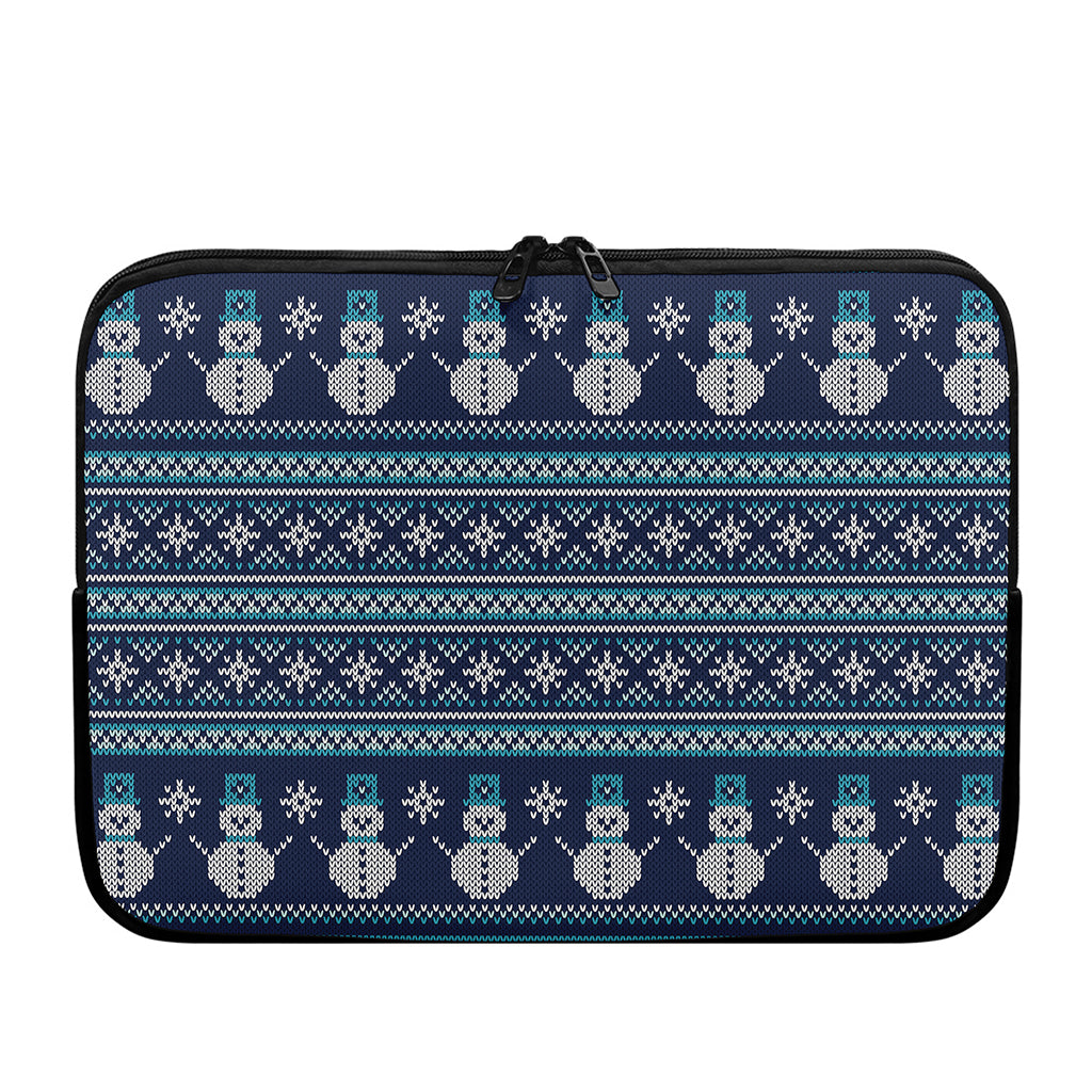 Christmas Snowman Knitted Pattern Print Laptop Sleeve