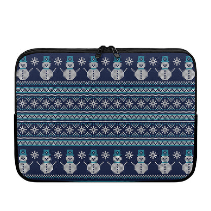 Christmas Snowman Knitted Pattern Print Laptop Sleeve