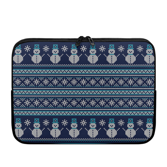 Christmas Snowman Knitted Pattern Print Laptop Sleeve