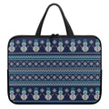 Christmas Snowman Knitted Pattern Print Laptop Sleeve With Handle