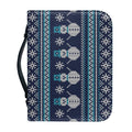 Christmas Snowman Knitted Pattern Print Leather Bible Cover