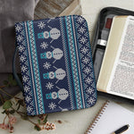 Christmas Snowman Knitted Pattern Print Leather Bible Cover