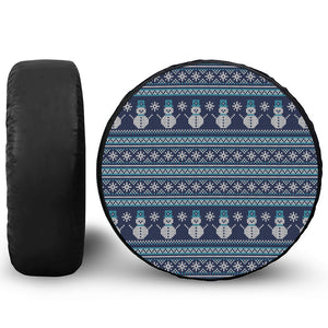 Christmas Snowman Knitted Pattern Print Leather Spare Tire Cover