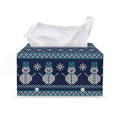 Christmas Snowman Knitted Pattern Print Leather Tissue Box Cover