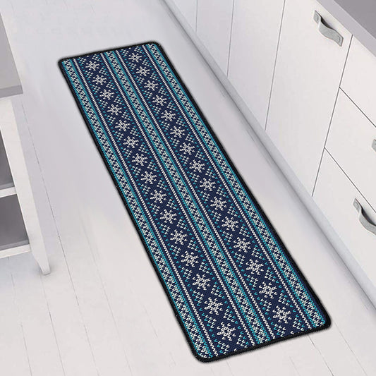 Christmas Snowman Knitted Pattern Print Long Kitchen Mat