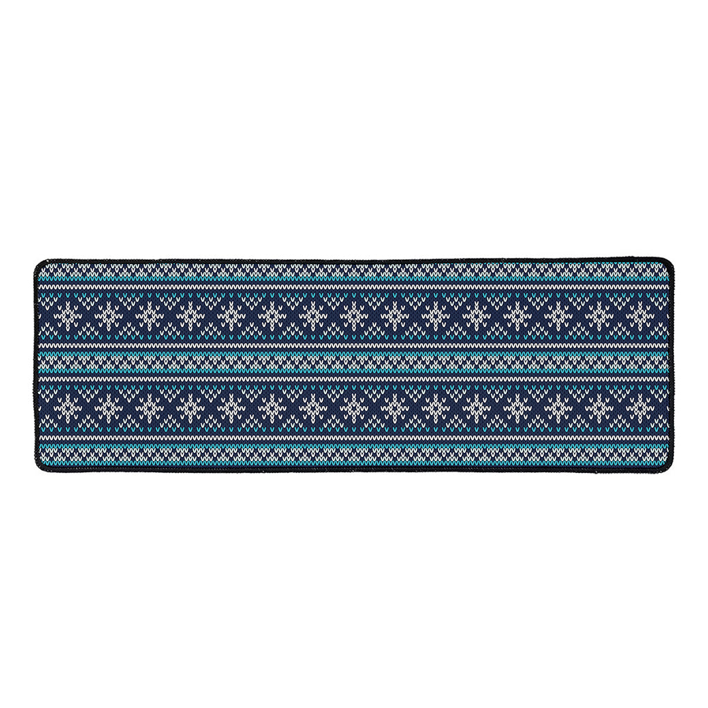 Christmas Snowman Knitted Pattern Print Long Kitchen Mat