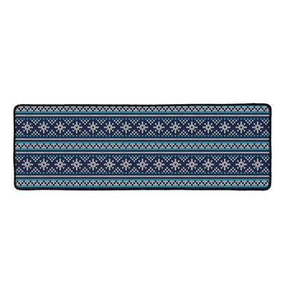 Christmas Snowman Knitted Pattern Print Long Kitchen Mat
