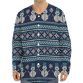 Christmas Snowman Knitted Pattern Print Long Sleeve Baseball Jersey