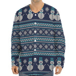 Christmas Snowman Knitted Pattern Print Long Sleeve Baseball Jersey