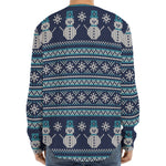 Christmas Snowman Knitted Pattern Print Long Sleeve Baseball Jersey