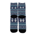 Christmas Snowman Knitted Pattern Print Long Socks