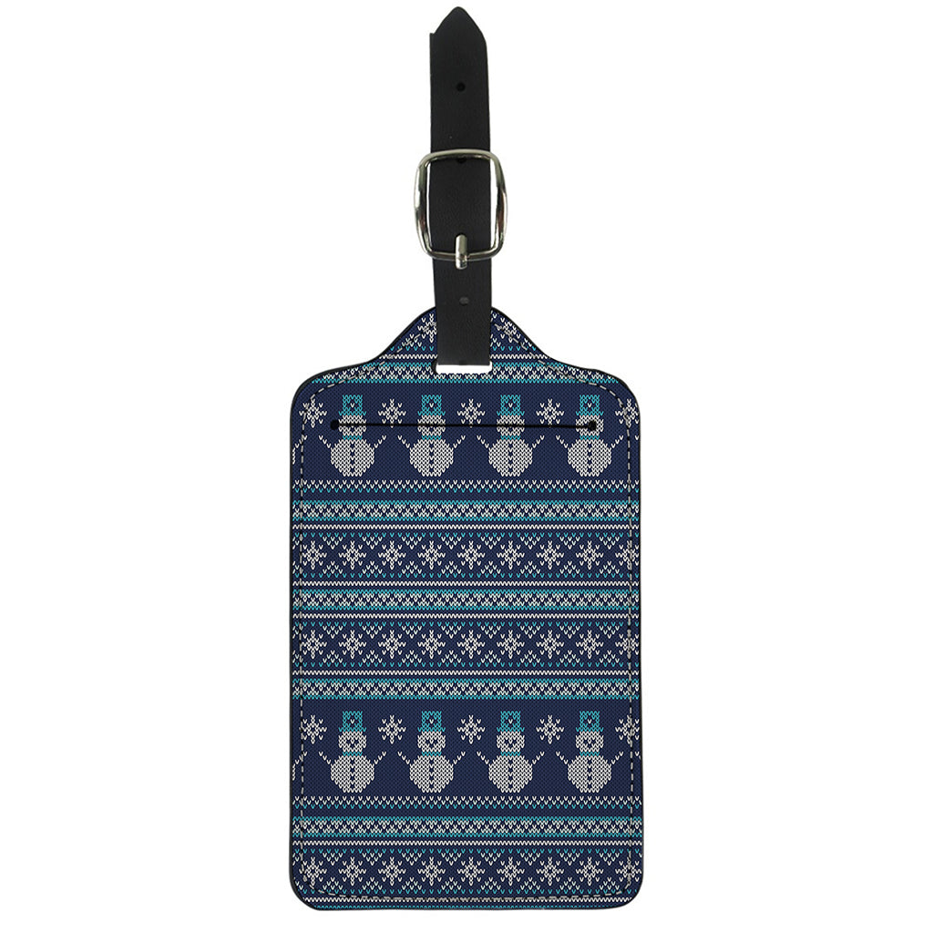 Christmas Snowman Knitted Pattern Print Luggage Tag