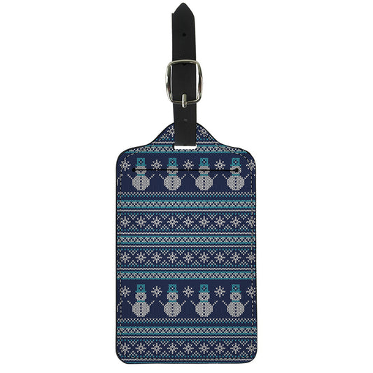 Christmas Snowman Knitted Pattern Print Luggage Tag