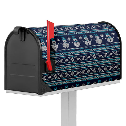 Christmas Snowman Knitted Pattern Print Mailbox Cover