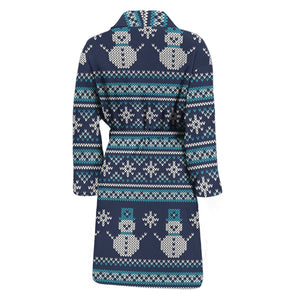 Christmas Snowman Knitted Pattern Print Men's Bathrobe