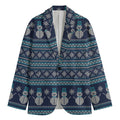 Christmas Snowman Knitted Pattern Print Men's Blazer