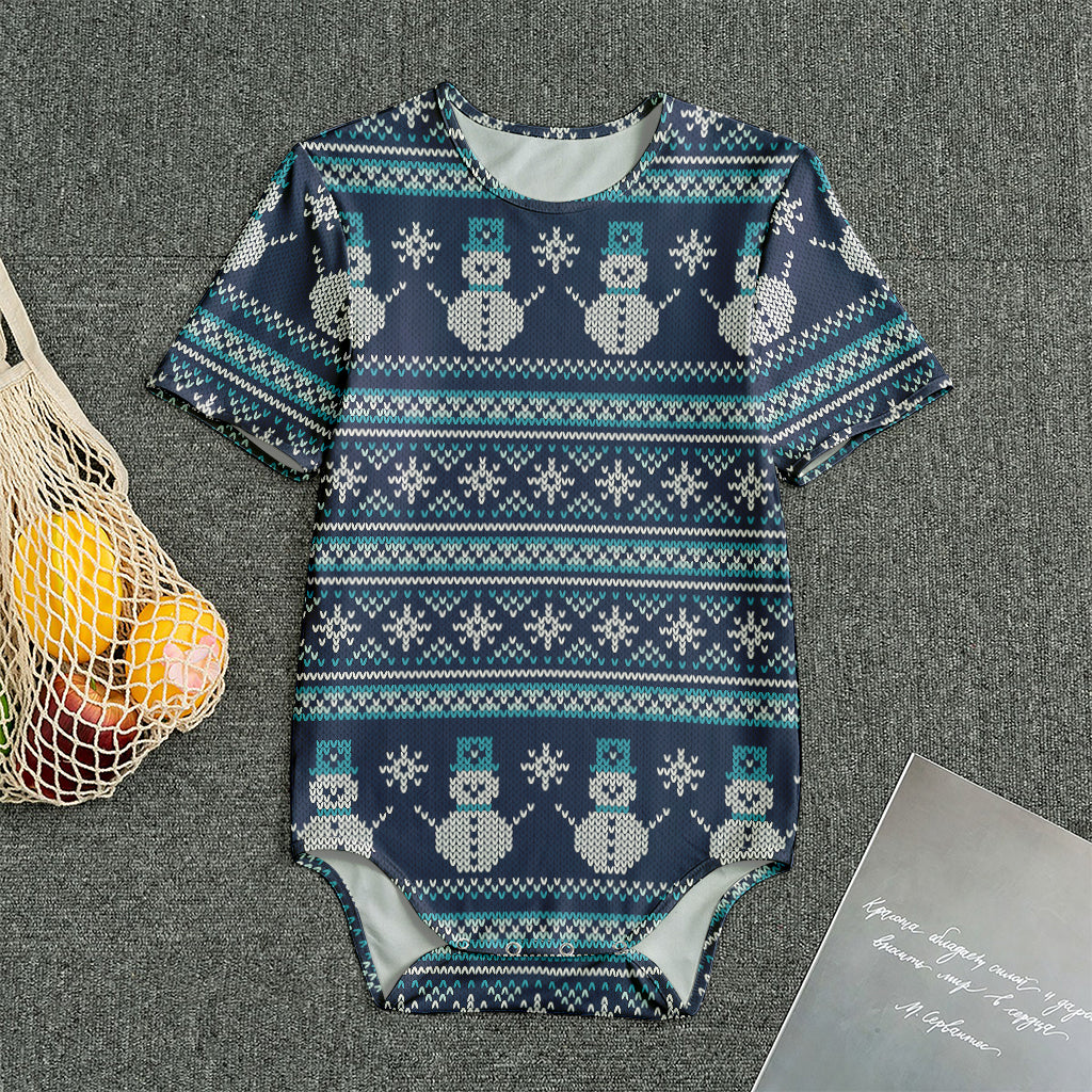 Christmas Snowman Knitted Pattern Print Men's Bodysuit