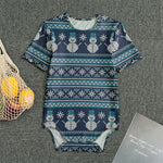 Christmas Snowman Knitted Pattern Print Men's Bodysuit