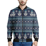 Christmas Snowman Knitted Pattern Print Men's Bomber Jacket