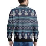 Christmas Snowman Knitted Pattern Print Men's Bomber Jacket